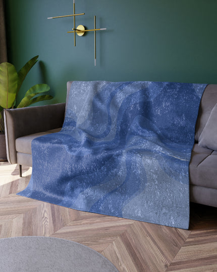 Deep Blue Wavey 50" x 60" Crushed Velvet Blanket