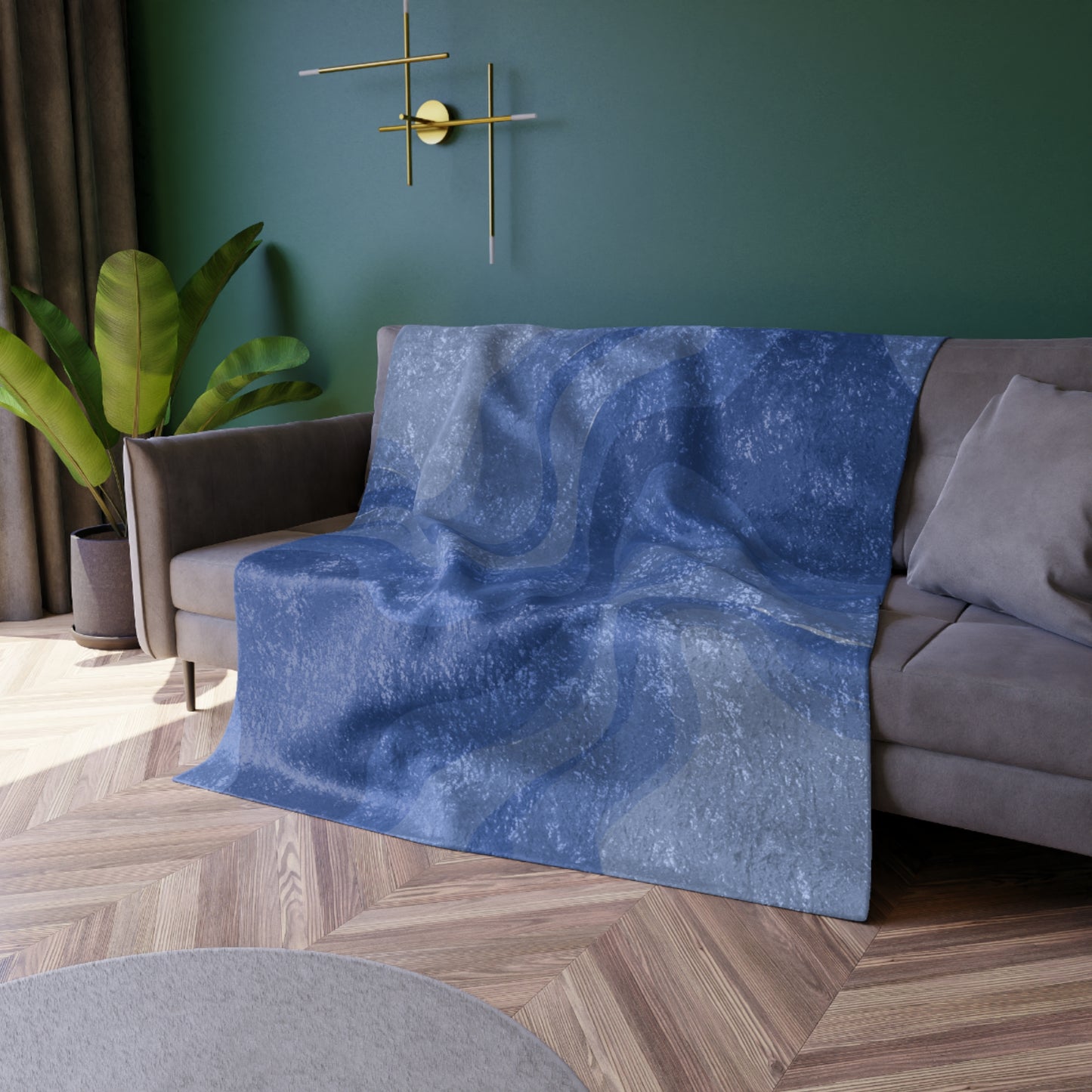 Deep Blue Wavey 50" x 60" Crushed Velvet Blanket