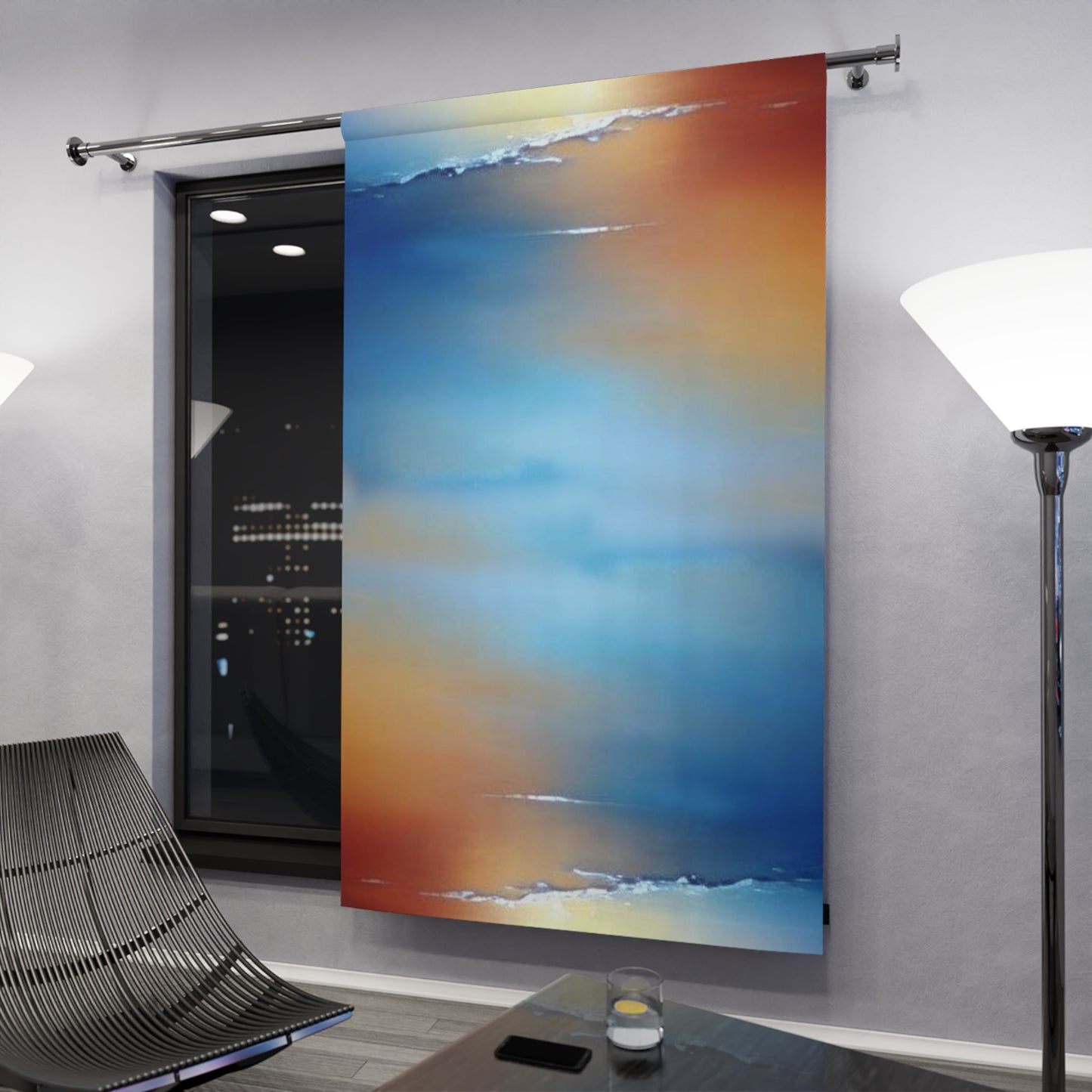 Blue Sea Red Orange Fog, 50" x  84", blackout
