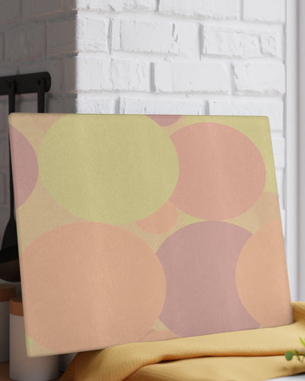 Pastel Hot Peach Patches 11" x 15" Glass Cutting Board