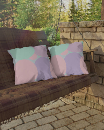 Pastel Peach and Soft Green Patches 18" x 18" Outdoor Pillows