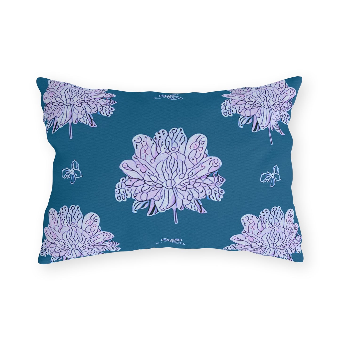 Lavender Floral Butterflies 20" x 14" Outdoor Pillow