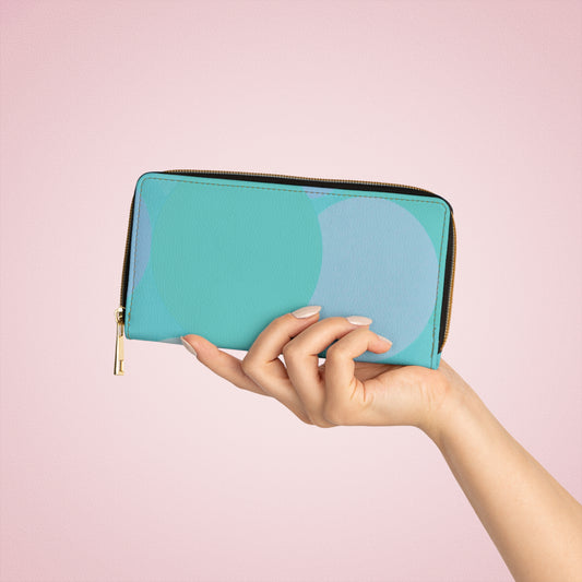 Pastel Tan and Tif Patches Elegant Abstract Zipper Wallet - Stylish & Functional Accessory for Everyday Use