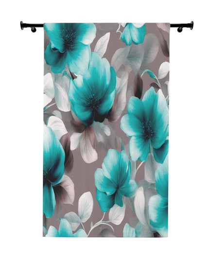 Tif Green Gray Floral Bunch Window Curtain, 50" x  84", blackout