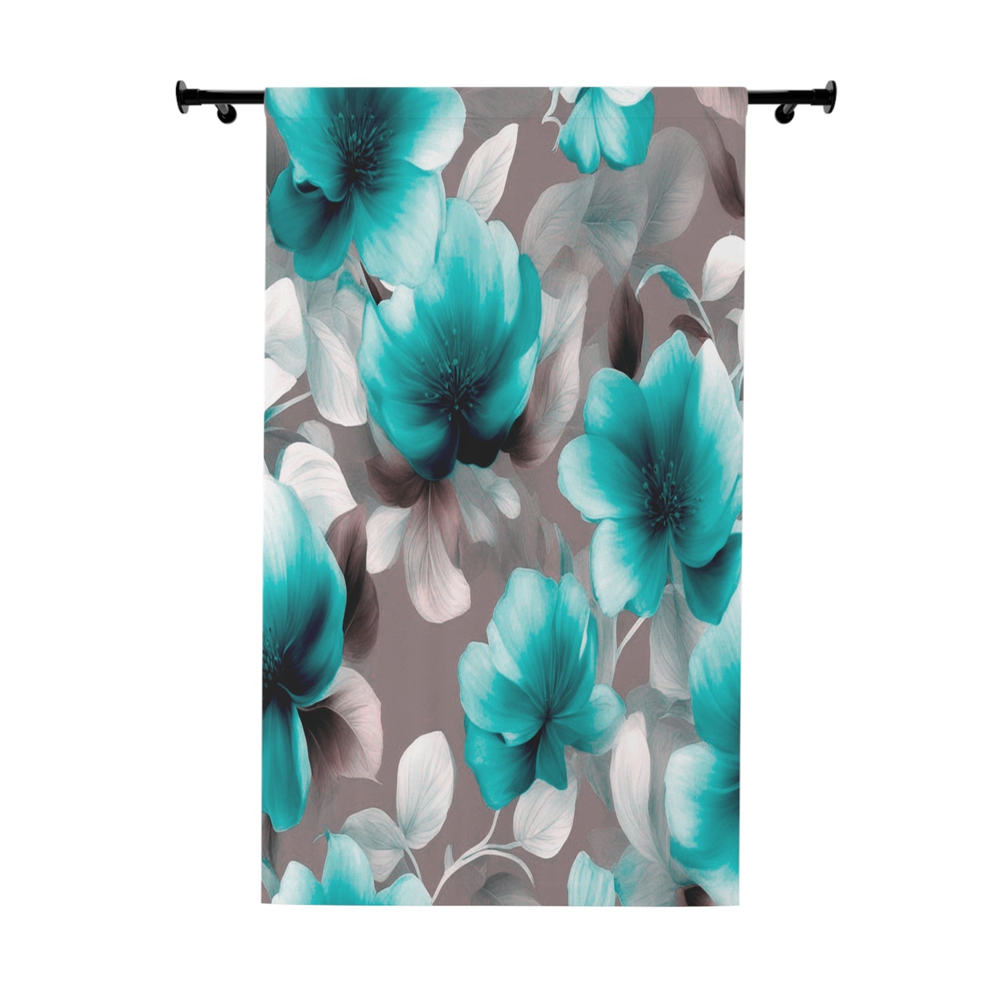 Tif Green Gray Floral Bunch Window Curtain, 50" x  84", blackout