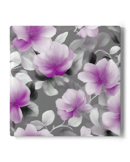 Purple Blossom Floral Bunch Square Ceramic Coaster, 4" x 4"