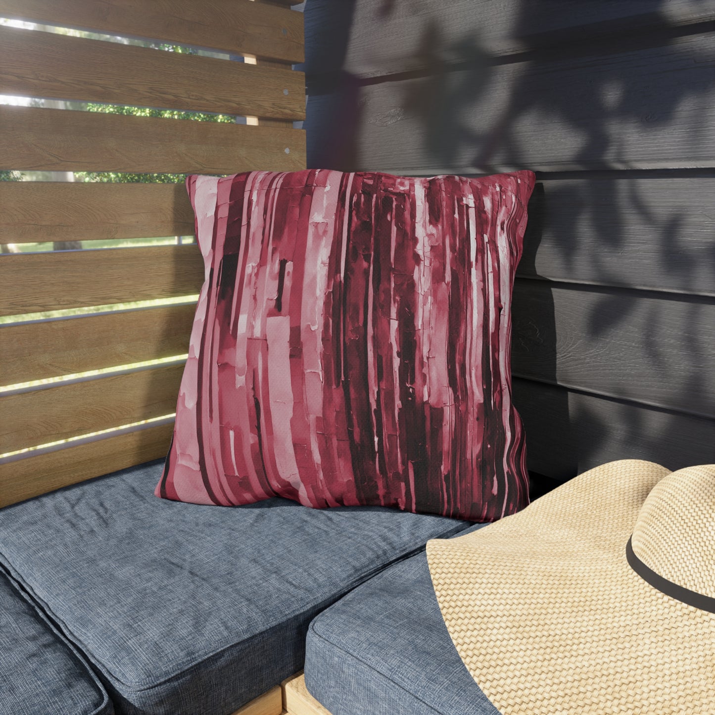 Striped Ruby 18" x 18" Outdoor Pillow