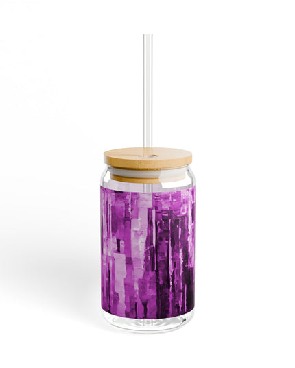 Striped Powder Lavender Sipper Glass, 16oz