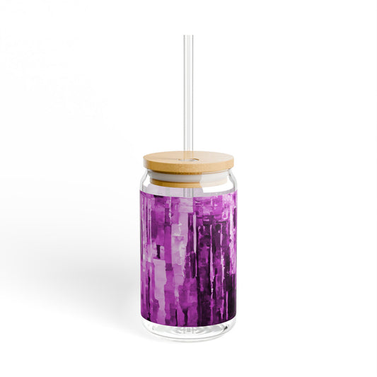Striped Powder Lavender Sipper Glass, 16oz