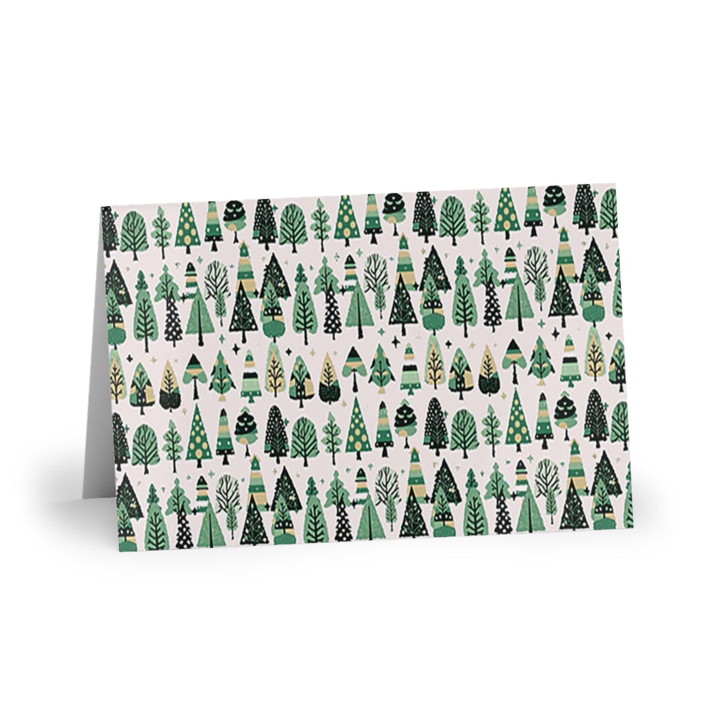 Mini Vintage Green Trees Greeting Cards (1 or 10-pcs)