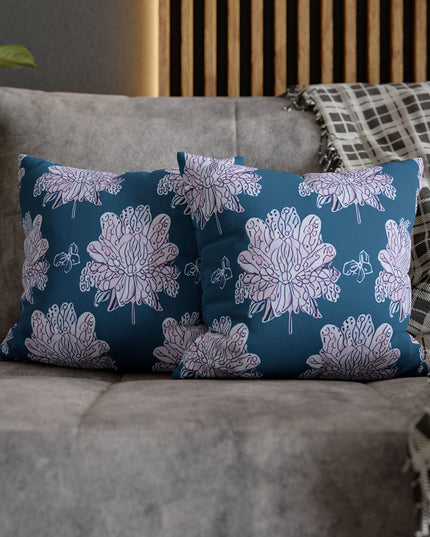 Lavender Floral Butterflies Spun Polyester Square Pillowcase, 14" x 14"