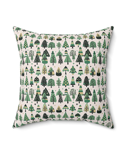 Mini Vintage Green Trees 18" x 18" Faux Suede Square Pillow