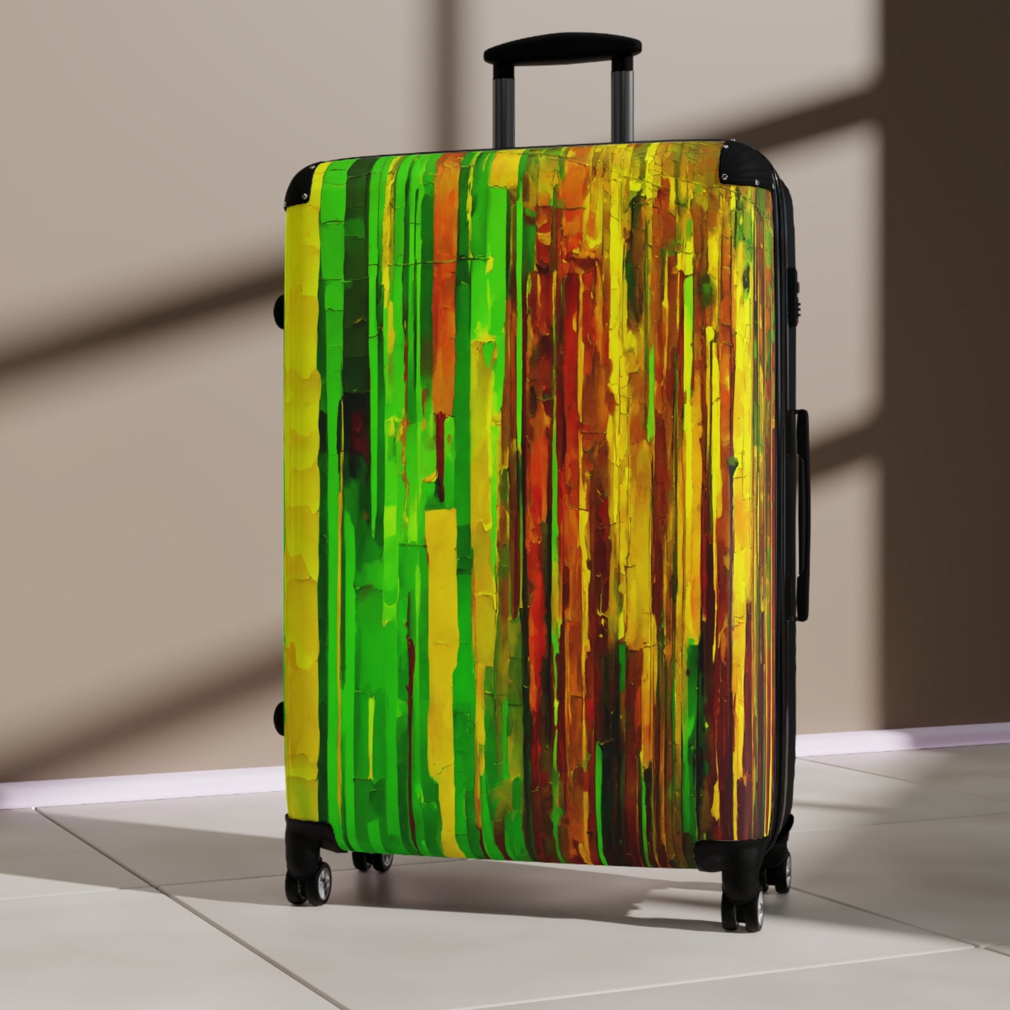 Striped Beta Large Suitcase with built in lock, 4 double-wheels, telescopic handle, and ABS back hard-shell