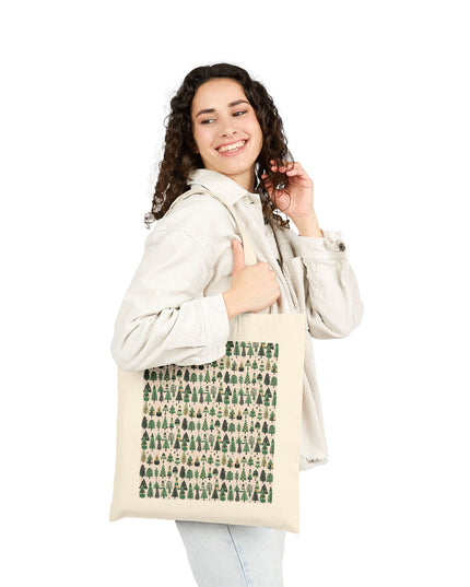 Mini Vintage Green Trees Cotton Canvas Tote Bag