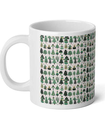 Mini Vintage Green Trees 20 oz White Glossy Jumbo Mug