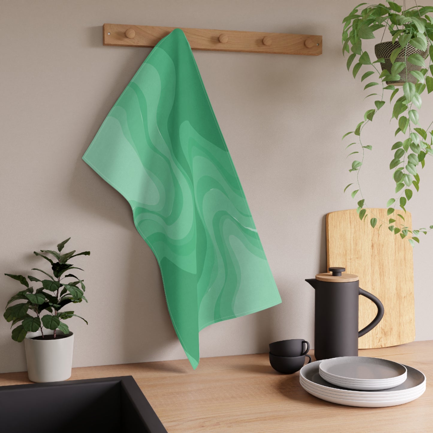 Mint Green Wavey Tea Towels (cotton, poly), 18" x "30