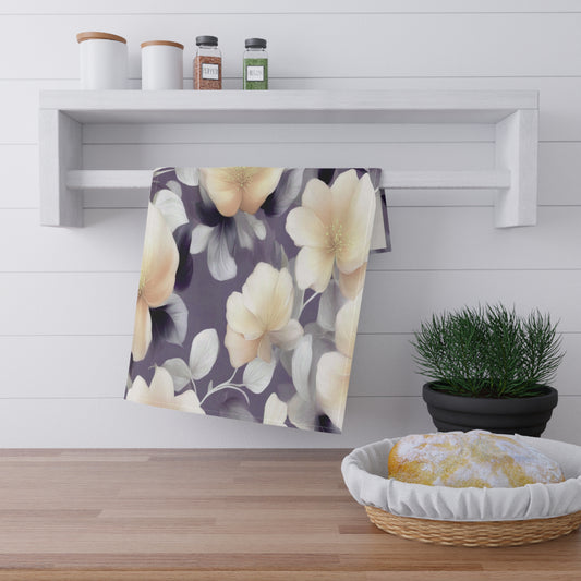 White Blush Floral Bunch Tea Towels (cotton, poly), 18" x "30