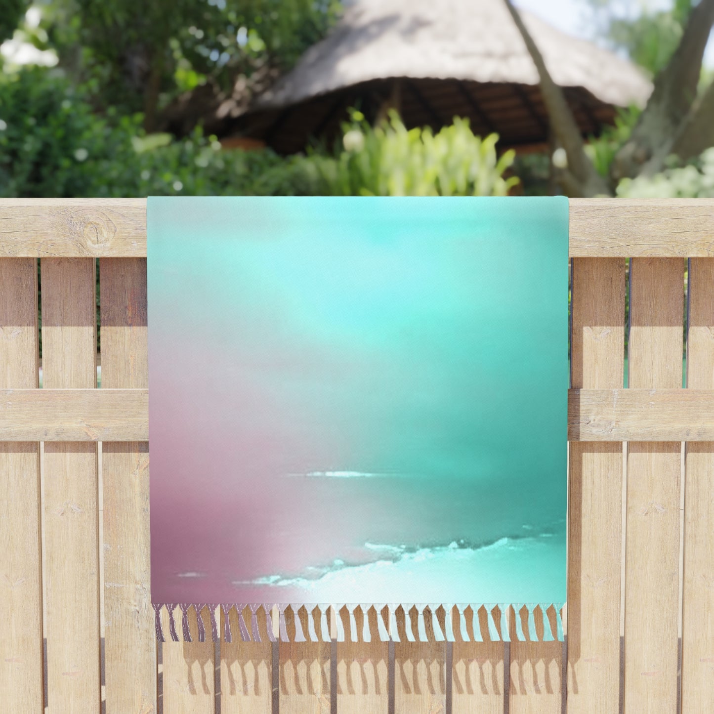 Green Sea Lavender Fog 38" × 81" Boho Beach Cloth