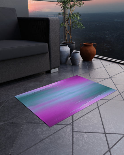 Dark Blue Green Sea Purple Fog Outdoor Rug, 24" x 36"