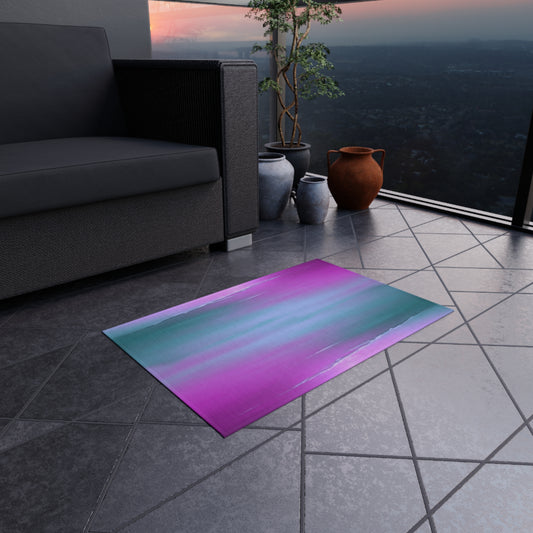 Dark Blue Green Sea Purple Fog Outdoor Rug, 24" x 36"