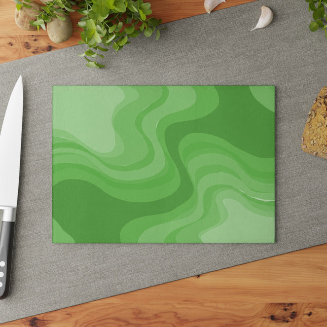 Greenie Meanie Wavey 8" x 11" Glass Cutting Board