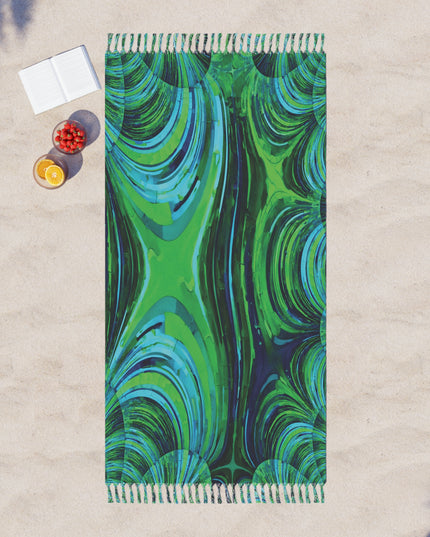 Uzi Spiral Blue Green 38" × 81" Boho Beach Cloth