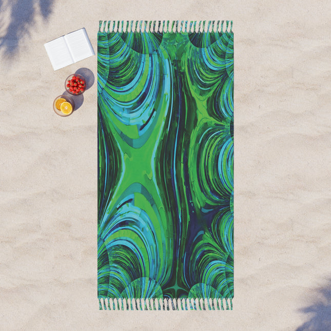 Uzi Spiral Blue Green 38" × 81" Boho Beach Cloth