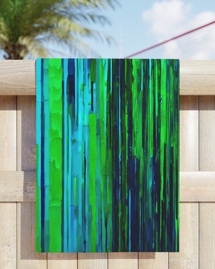 Striped Blue Green Beach Towel, 24" x 44"