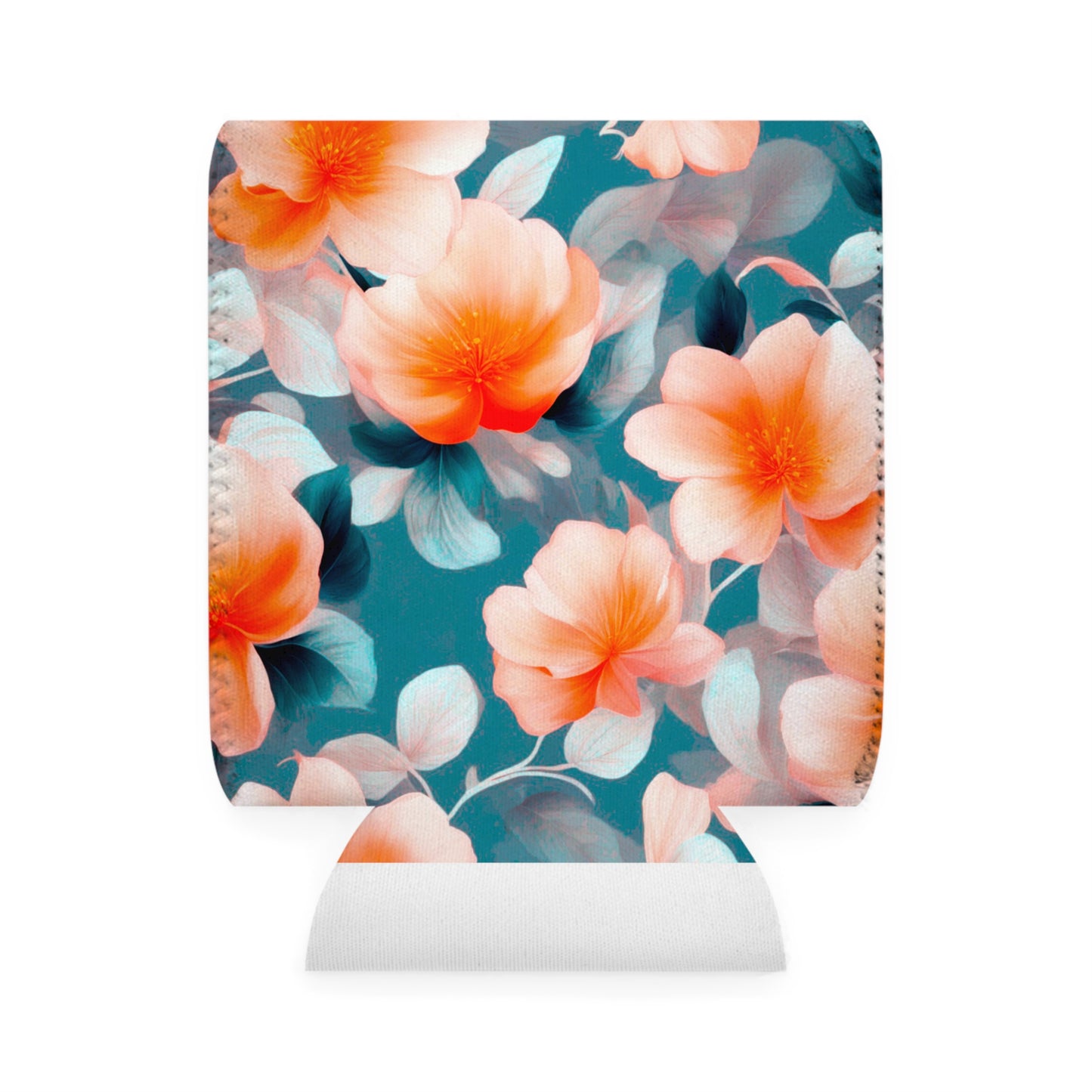 Orange Blossom Floral Bunch 12 oz Can Cooler Sleeve