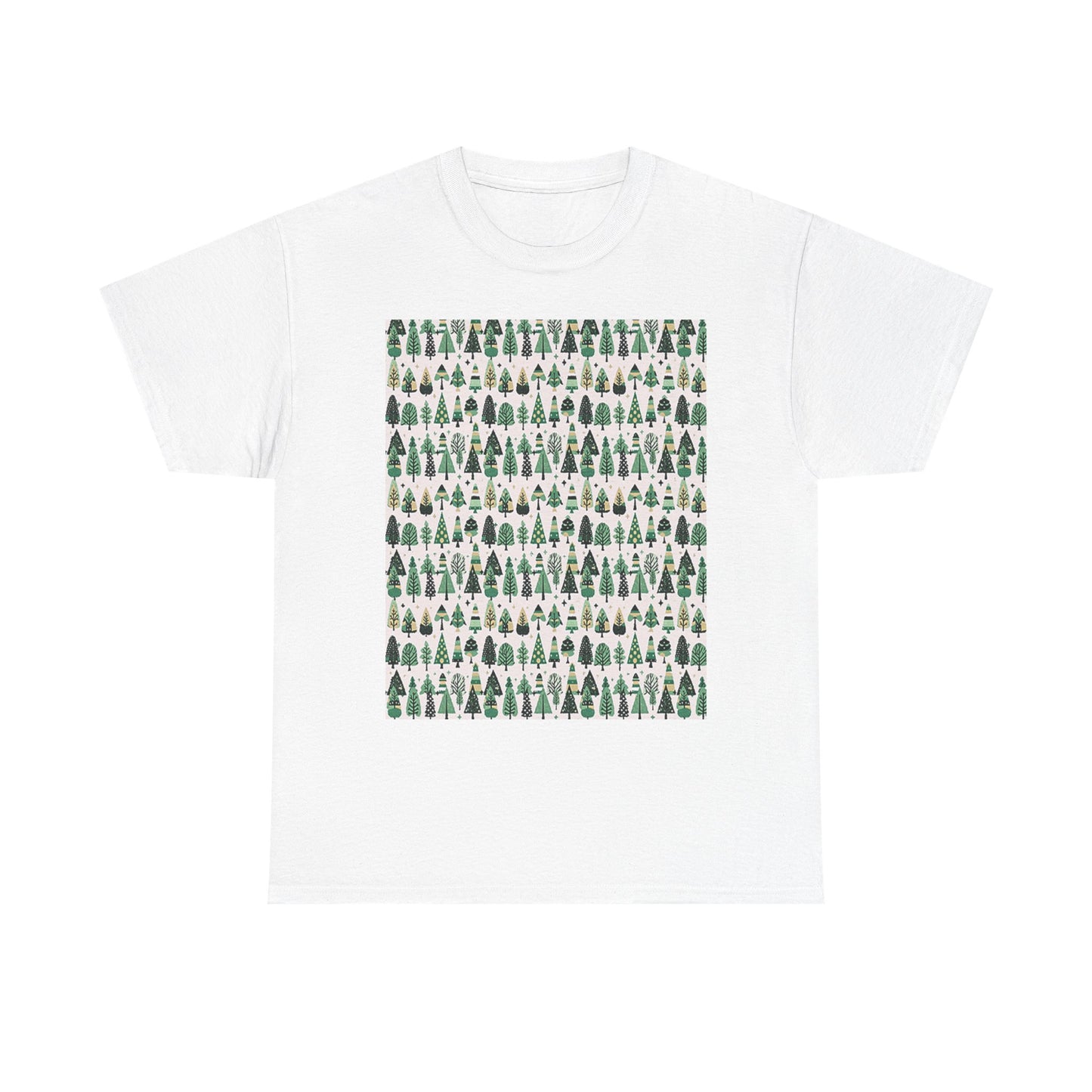 Mini Vintage Green Trees Unisex Heavy Cotton Tee, Large - XL - 2XL - 3XL