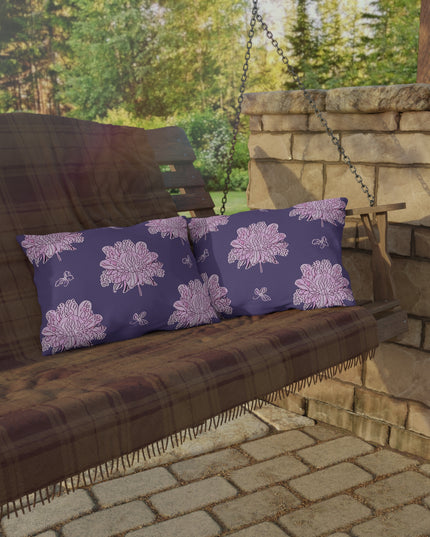 Magenta Floral Butterflies 20" x 14" Outdoor Pillow