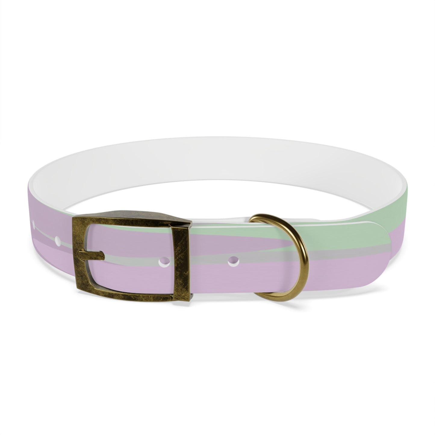 Pastel Lavender Purple and Soft Green Patches Large Dog Collar
