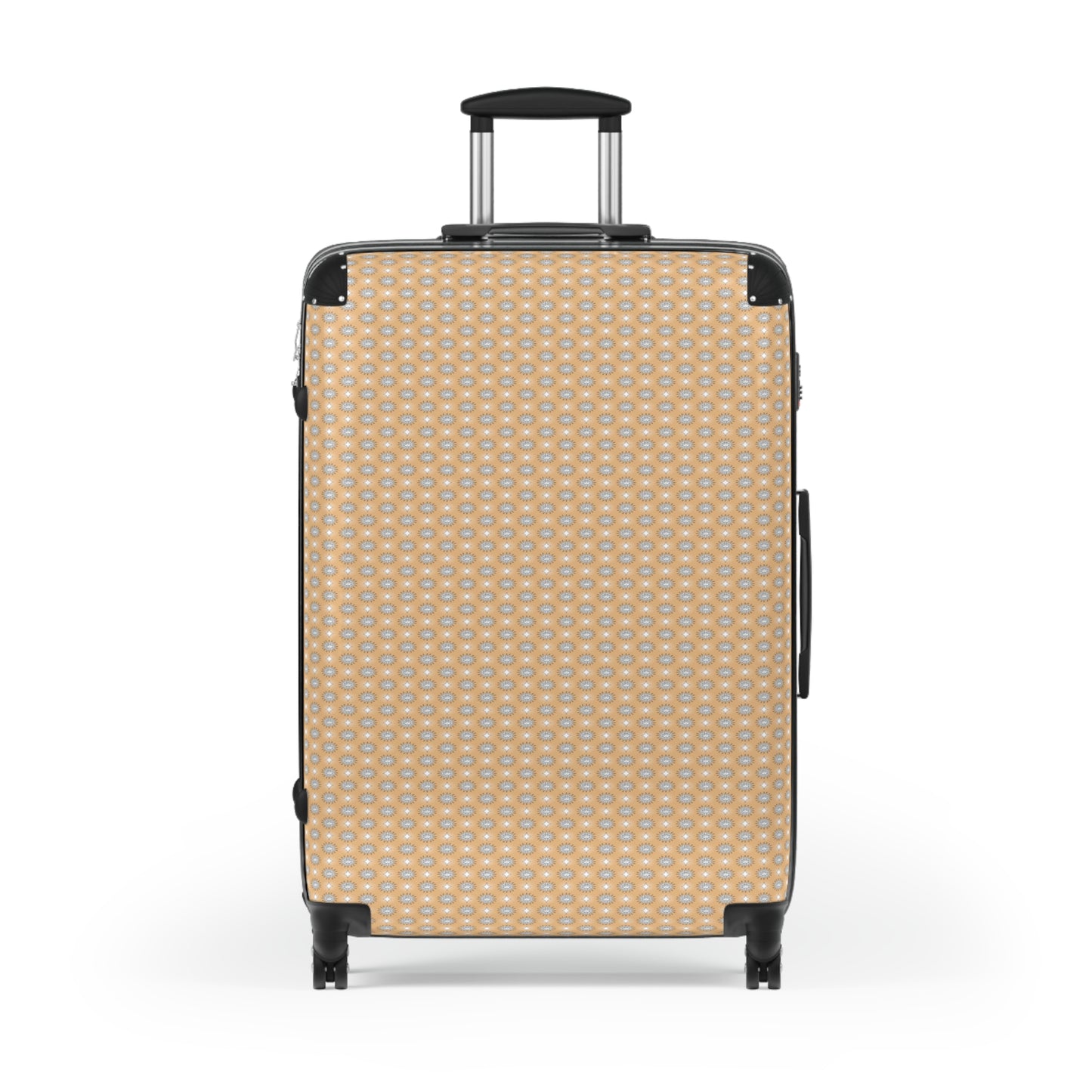 Tan Sunset Star-crossed Bodieses Large Suitcase with built in lock, 4 double-wheels, telescopic handle, and ABS back hard-shell