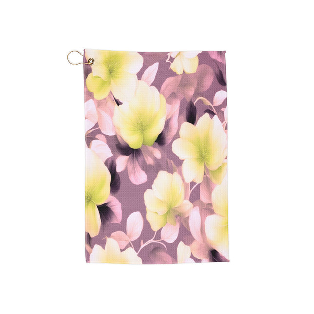 Lemon Blossom Floral Bunch Golf Towel, 16" x 24"