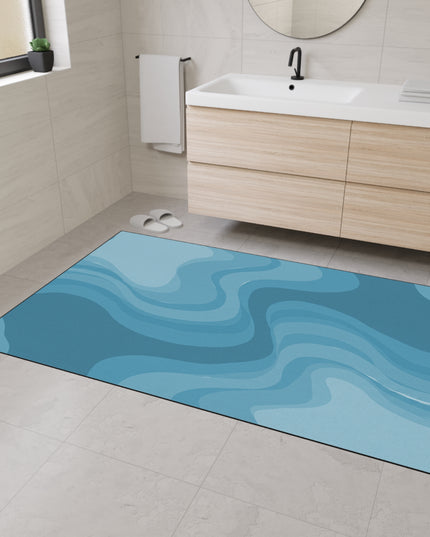 Sky Blue Wavey 48" x 72" Heavy Duty Floor Mat