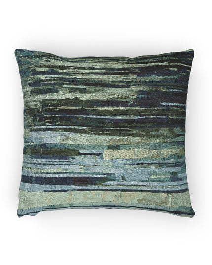 Striped Blue Green Woven Pillow, 17" x 18"