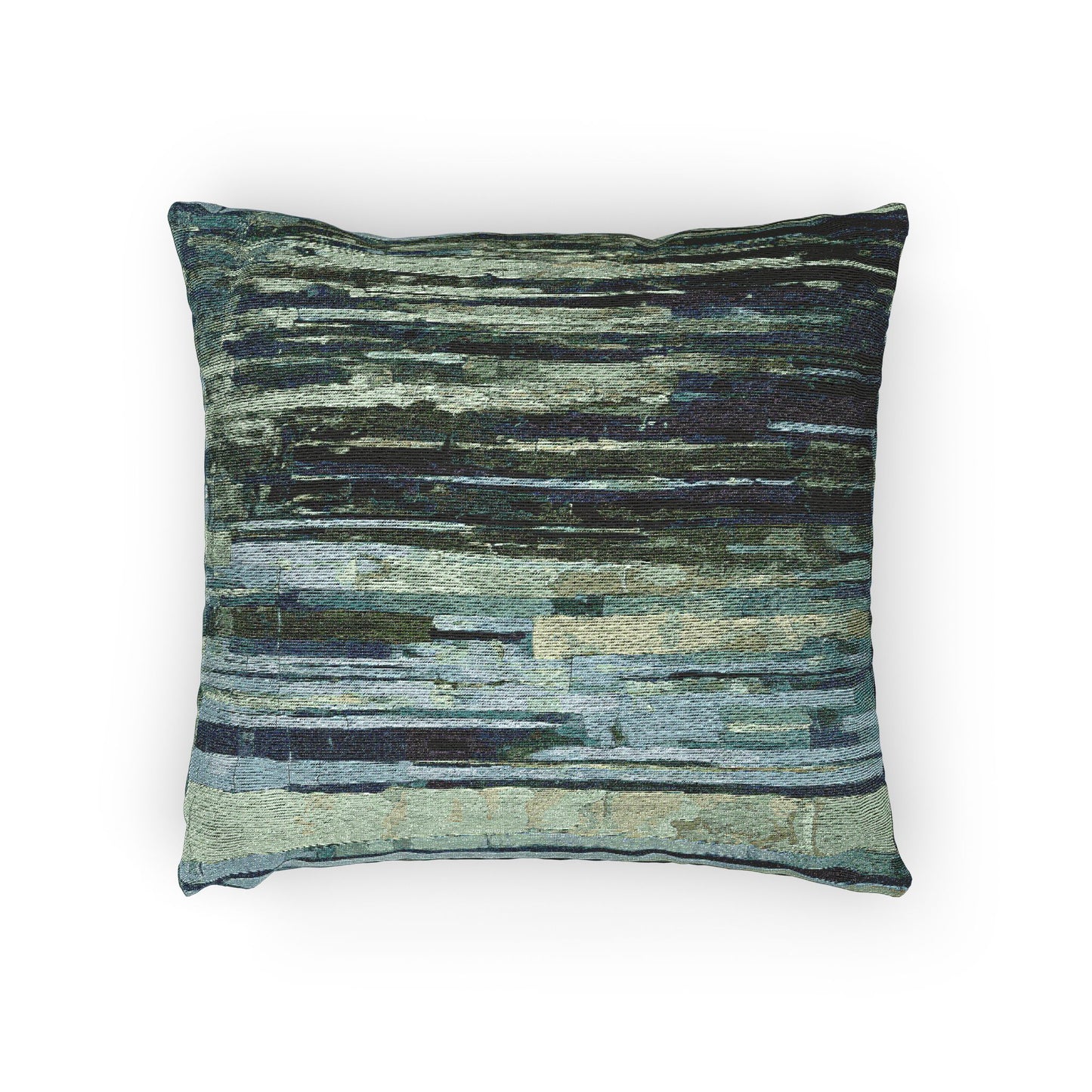 Striped Blue Green Woven Pillow, 17" x 18"
