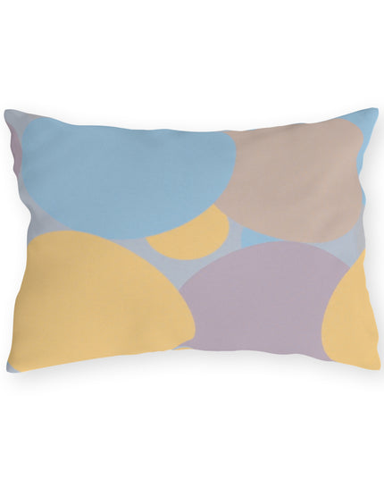 Pastel Baby Blue and Peach Patches 20" x 14" Outdoor Pillow