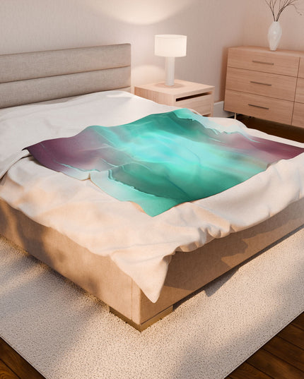 Green Sea Lavender Fog Velveteen Plush Blanket, 50" x 60"