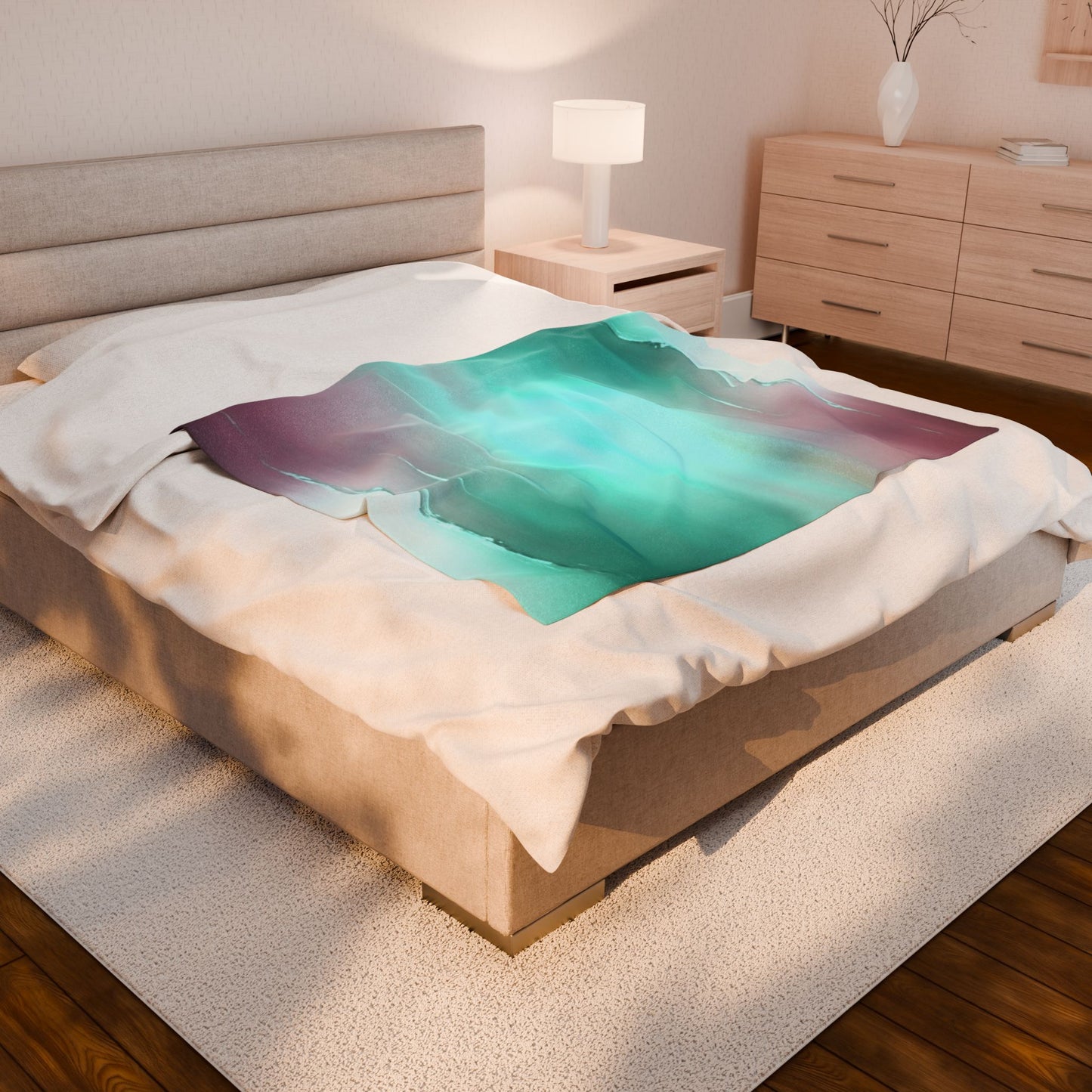Green Sea Lavender Fog Velveteen Plush Blanket, 50" x 60"