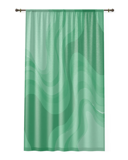 Mint Green Wavey Sheer Window Curtain, 50" x 84", partially transparent