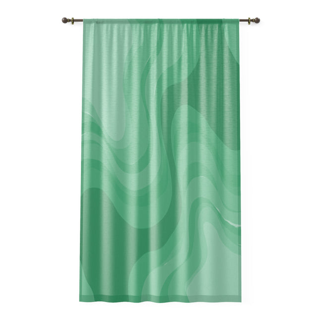 Mint Green Wavey Sheer Window Curtain, 50" x 84", partially transparent