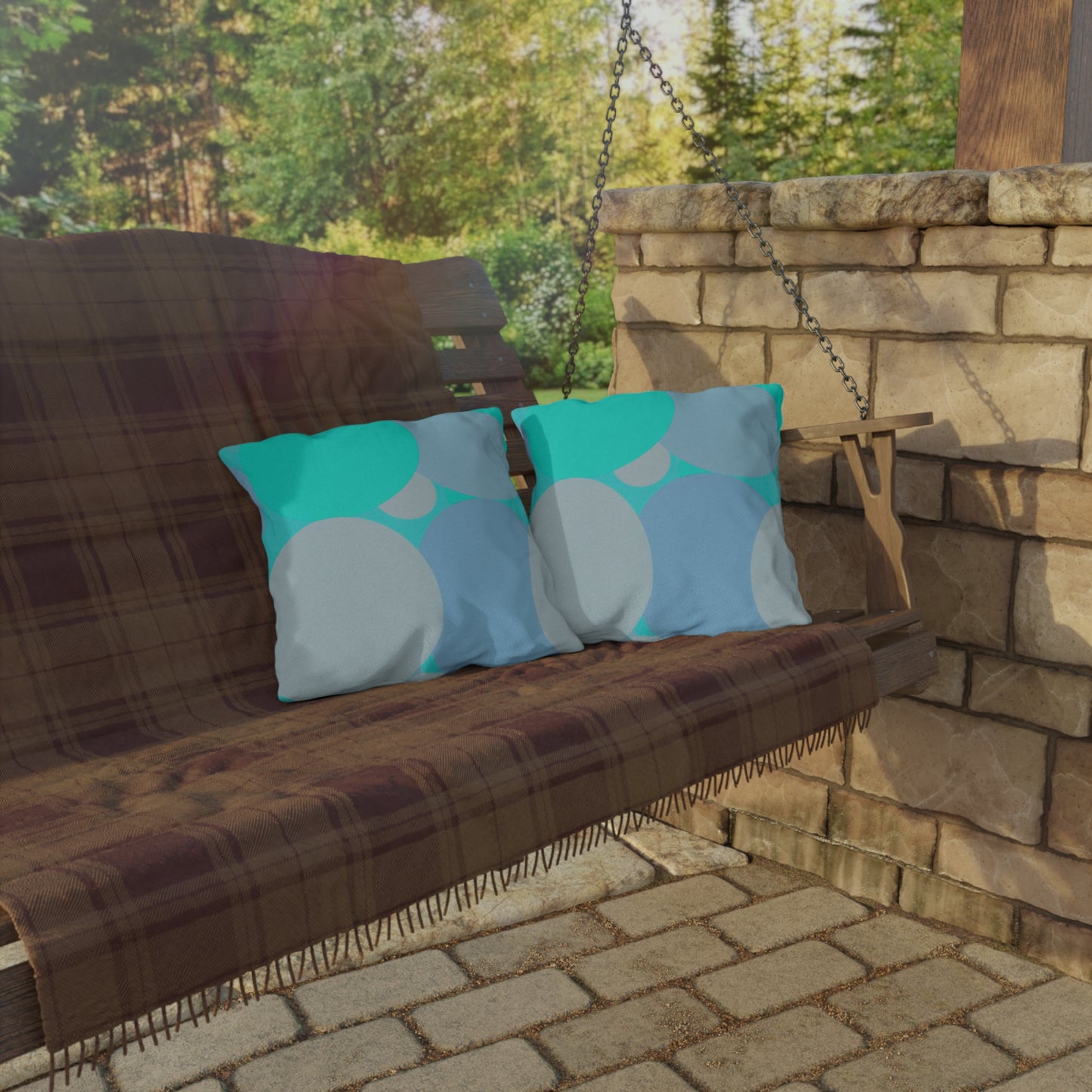 Pastel Tan and Tif Patches 16" x 16" Outdoor Pillows