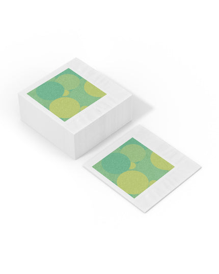 Pastel Green Patches White Coined Napkins, 6.5" x 6.5"