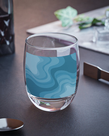 Sky Blue Wavey Whiskey Glass, 6 oz