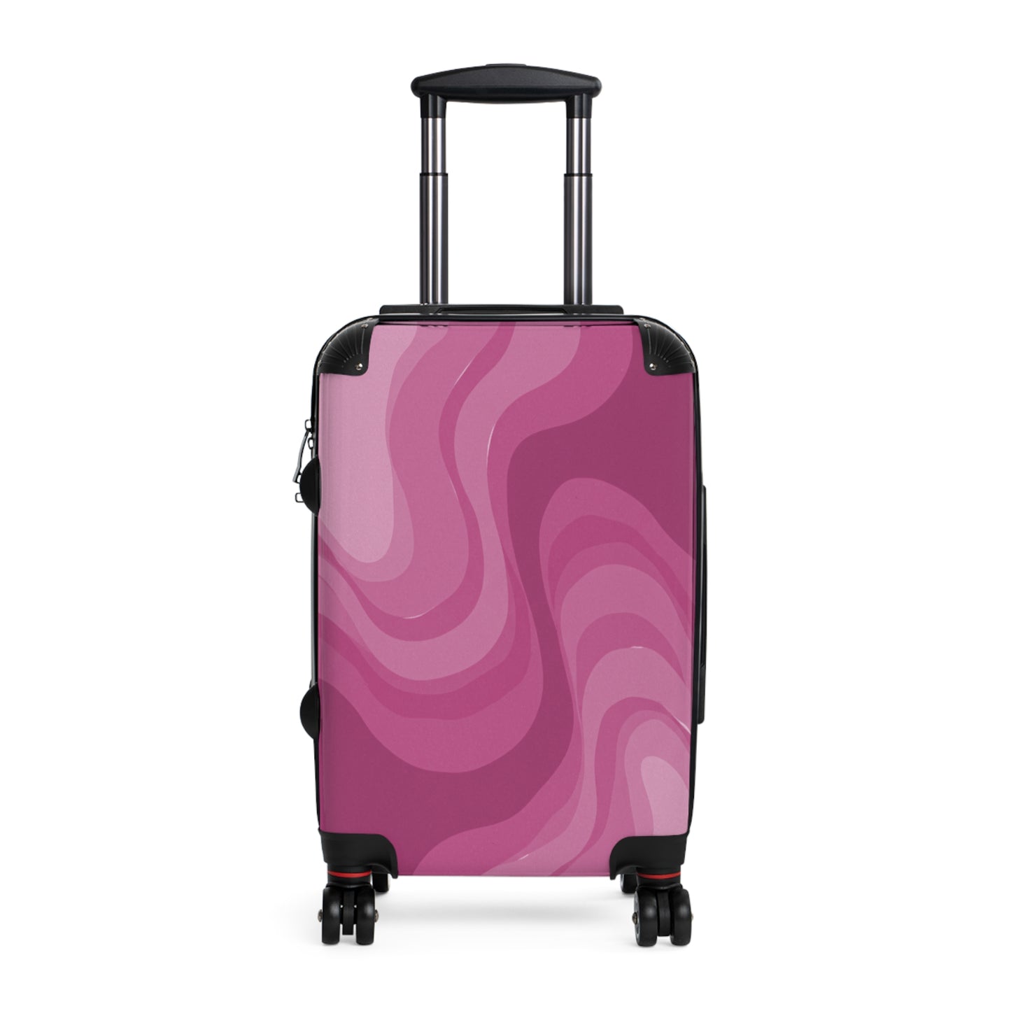 Pinky Mauve Wavey Small Suitcase with built in lock, 4 double-wheels, telescopic handle, and ABS back hard-shell