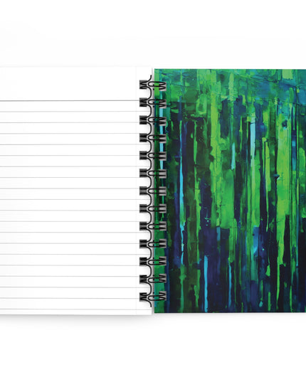 Striped Blue Green Spiral Bound Journal, 5" x 7" 150 pages
