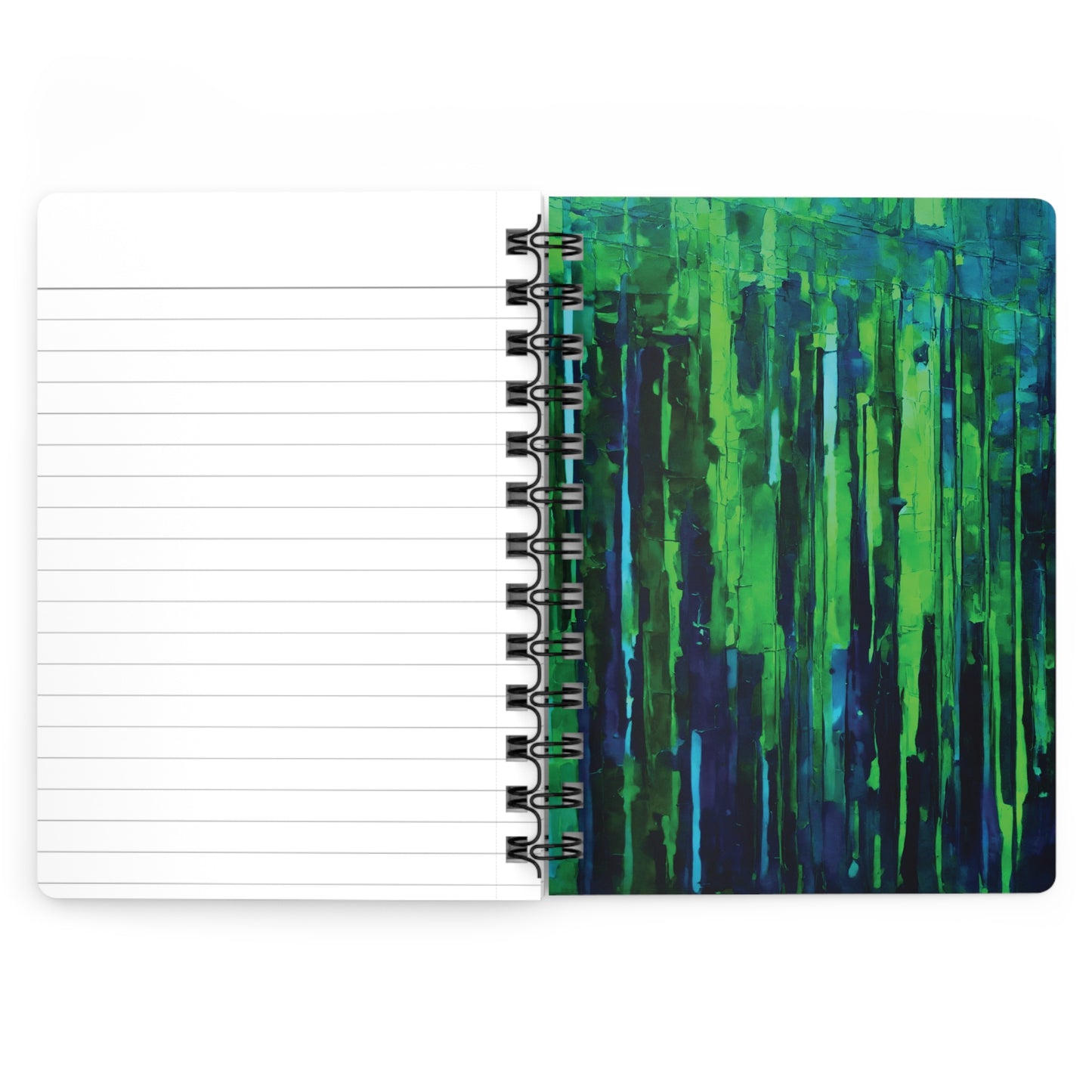 Striped Blue Green Spiral Bound Journal, 5" x 7" 150 pages
