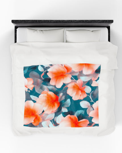 Orange Blossom Floral Bunch Velveteen Plush Blanket, 50" x 60"