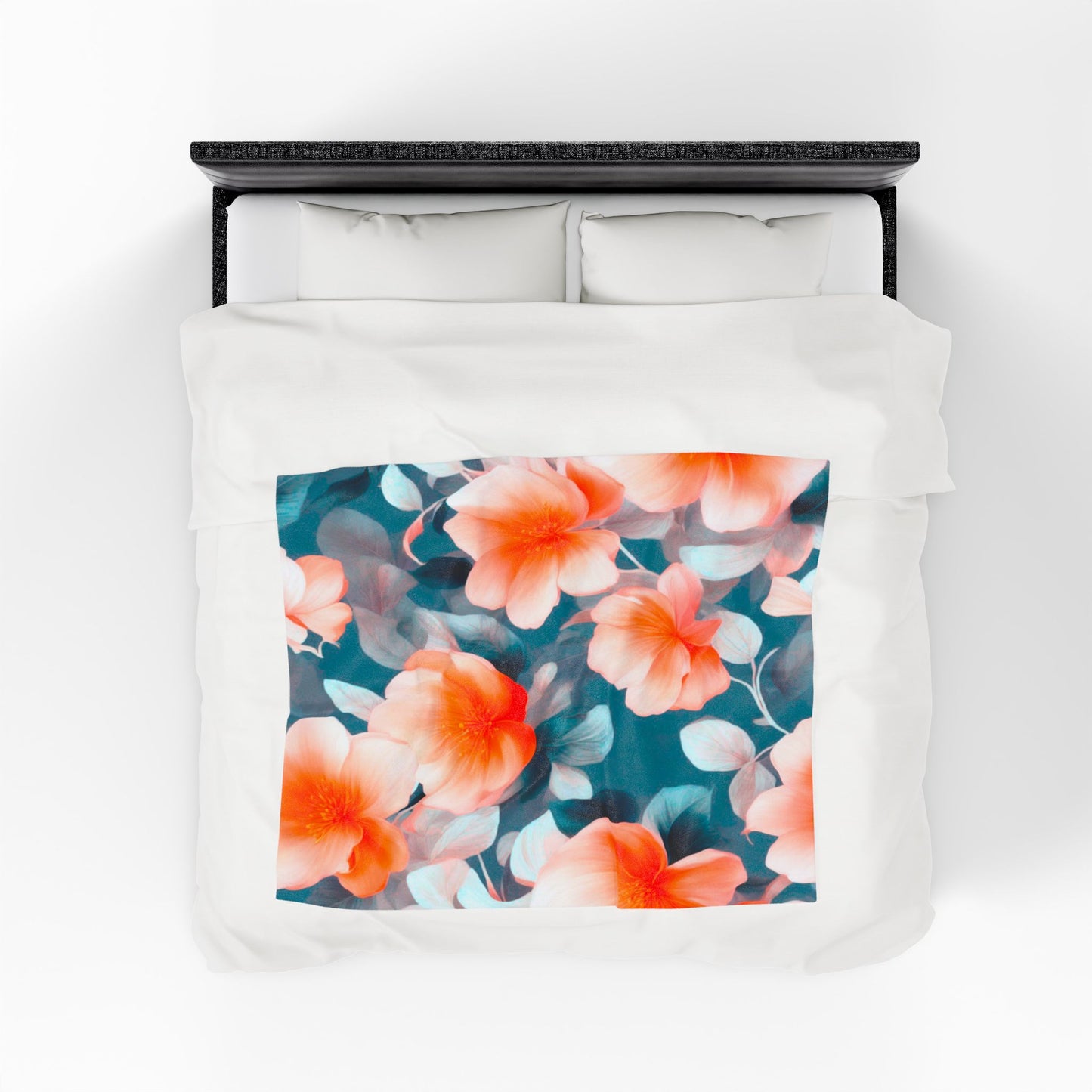 Orange Blossom Floral Bunch Velveteen Plush Blanket, 50" x 60"
